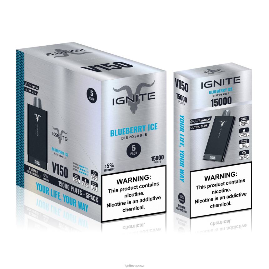 IGNITE V150 vape pero 5-balení borůvkový led IGNITE vape praha HD4BD82