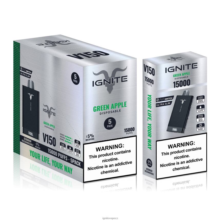IGNITE V150 vape pero 5-balení zelené jablko IGNITE pods review HD4BD85