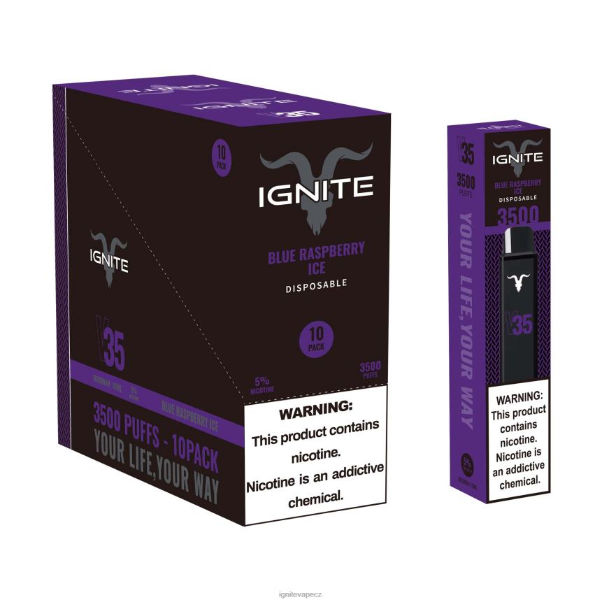 IGNITE V35 vape pero 10-balení modrý malinový led IGNITE tobacco outlet HD4BD120