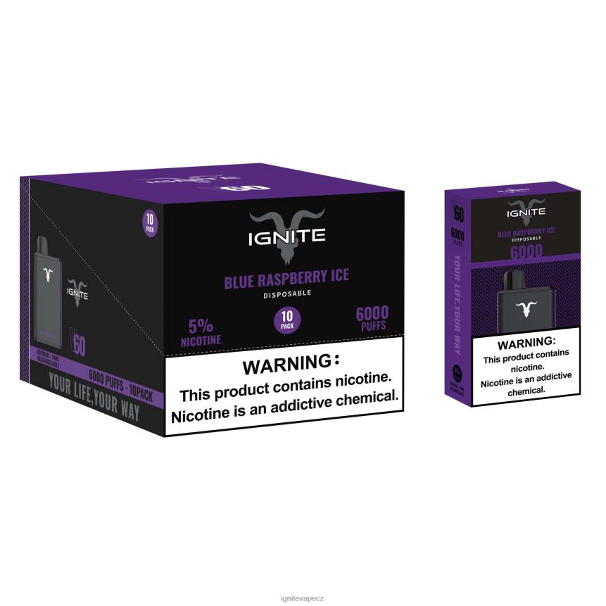 IGNITE V60 vape pero 10-balení modrý malinový led IGNITE pods review HD4BD15